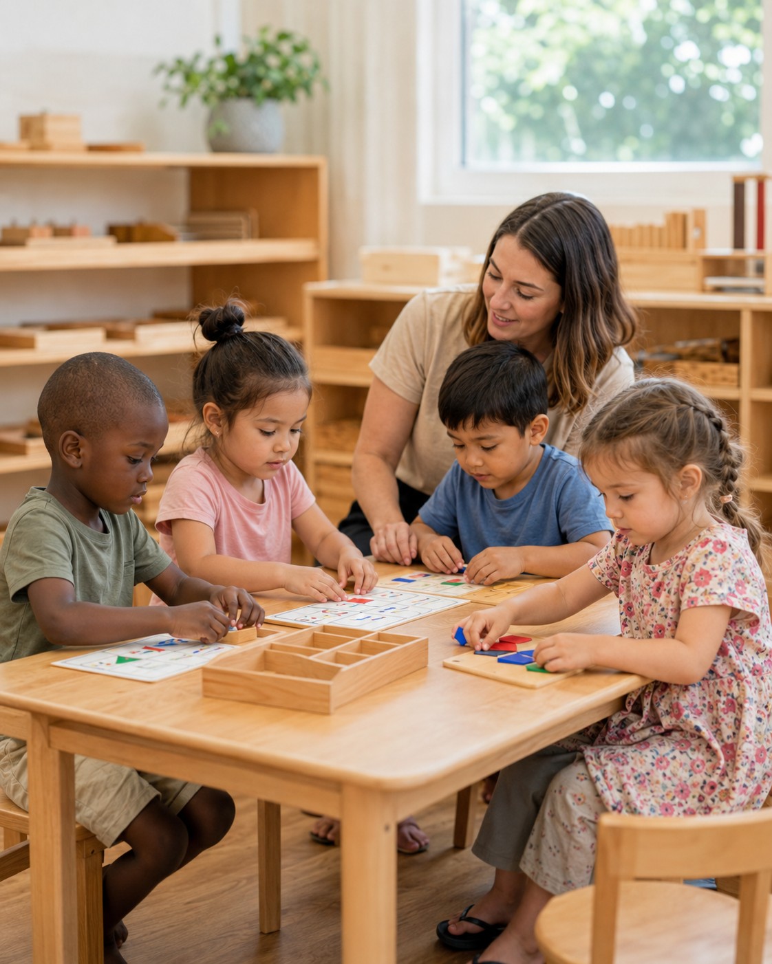 Lilac-arched classroom with Little Explorer wall branding for ages 3+ to 4 years